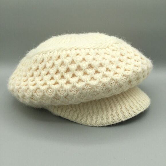 Adora Womens Angora Beret Hat Cap Rabbit Hair Blend Cream Knit BOHO OS One Size - Picture 10 of 10